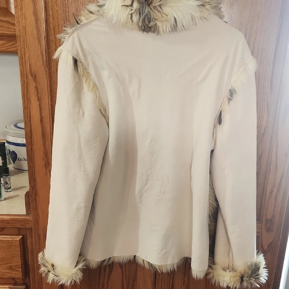 True Grit Cream Teddy Jacket with Faux Fur Trim